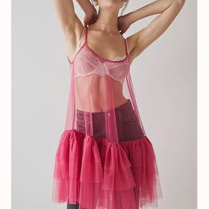 Free People Dress Push Send Crinoline Slip Size Large Fuschia